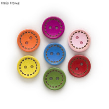 15mm 50pcs 2 Hole Mixed Dotted Line Cute Round Wood Buttons Sewing Scrapbooking Wooden Crafts Clothing Decor 2024 - buy cheap