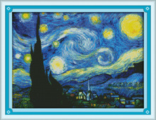 Звездная ночь Ван печать Ван Гога холст DMC Вышивка крестиком Наборы вышивания крестиком Набор для вышивания рукоделие 2024 - купить недорого
