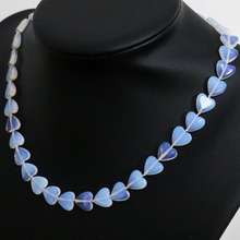 High grade Sri lanka white moonstone opal heart shape beads 12mm fashion women charms chain necklace 18inch B1495 2024 - buy cheap