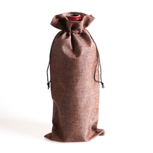 Sacos de juta de café 16x35cm, bolsa de joia com cordão, joias para casamento, sacos de garrafa de vinho tinto, saco de presente de linho fofo, 1 peça 2024 - compre barato