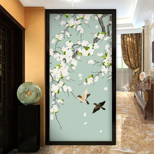 Wellyu-papel de parede personalizado 3d, flores e pássaros, padrão pintados à mão, nova varanda chinesa, fundo de parede 2024 - compre barato