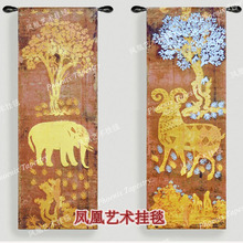 Tapiz de estilo asiático para el hogar, tela suave de Elefante Dorado y oveja, 130x46cm, tapizado, textil para el hogar H280 2024 - compra barato