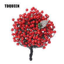 TDQUEEN Luxury Wedding Brooch Red Crystal Beads Pin Jewelry Handmade Crystal Brooch Bouquet Trendy Women Hijab Pins and Brooches 2024 - buy cheap