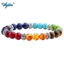 Ayliss-pulseira de chakra com 8mm, bracelete de pedra natural com contas, bracelete de cura, yoga, reiki, energia de oração, joia elástica 2024 - compre barato