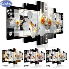 Kufwkey-pintura de diamante 5d diy "orquídea", mosaico de diamantes de imitación perforadas cuadradas/redondas 2024 - compra barato