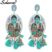 Sehuoran Aretes Crystal Budha Picture Pendients Drop Earrings For Woman 2018 Element Tassel Earrings Jewelry Brincos Oorbellen 2024 - buy cheap