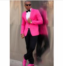 Hot Pink 2 Pieces (Jacket+Pant) Slim Fit Groom Tuxedo Best Men Wedding Party Mens Suit Prom Suits Custom Made Blazer 2024 - buy cheap