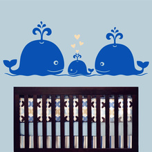 Nova baleia bonito corações família decalques de parede do berçário do bebê decoração do quarto dos miúdos adesivos de parede hipster moderno retro vintage decoração interior 2024 - compre barato