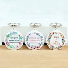 Personalized logo Keychain with Mirror Custom Wedding Favors And Gifts Wedding Gifts For Guests baby shower birthday Souvenirs 2024 - buy cheap