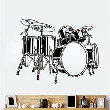 Adesivo de parede vinil tambor ícone, arte quarto adesivo rock música aplique decoração de casa decalque de parede yy23 2024 - compre barato