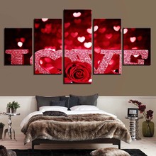 Hd imprime pintura em tela decoração para casa sala de estar 5 peças arte da parede amor modular imagem flores arte criativa cartaz 2024 - compre barato