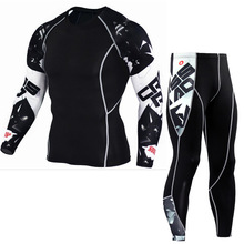 Running suit Men's Workout Clothing Basic layer MMA Tactical underwear Rash guard Male Gym Clothing Compression tights  suits 2024 - buy cheap