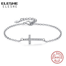 ELESHE-pulseras de plata esterlina 925 para mujer, accesorio de Zirconia con cristales cruzados, cadena ajustable, regalo de joyería 2024 - compra barato