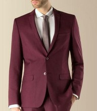 2 pieces (jacket + pants) high quality burgundy men's slim fit suit tuxedo business suit wedding suit dress men 2024 - buy cheap