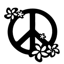 13*13CM Flower Art Graphics Peace Sign Car Sticker Decal Waterproof Motorcycle Stickers Car Styling Black/Silver C2-0331 2024 - buy cheap