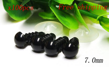 Free shipping!!! 7mm Black Round Bean Eyes / Plastic Eyes with washer kit 2024 - buy cheap