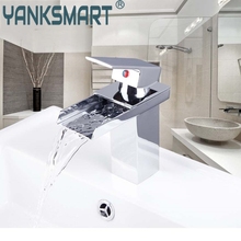 YANKSMART Bathroom Basin Sink Faucet Deck Mounted Waterfall Spout Single Handle Chrome Bathroom Basin Mixer Tap Basin Faucet 2024 - buy cheap