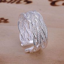 Frete grátis jóias de prata banhado anel fina moda pequeno Net Weaving jóias de prata anel mulheres e homens presente anéis SMTR023 2024 - compre barato