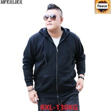 large size big men Hoodies Sweatshirts 8XL hoody fleece warm hooded 6XL 7XL loose black zipper Sweatshirts for men autumn winter 2024 - buy cheap