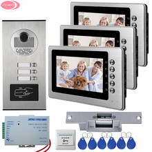 7Inch Video Intercom With 3 Monitors +3 Buttons RFID Access Outdoor Camera Video Door Phone + Electric Strike Lock System Unit 2024 - buy cheap