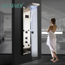 KEMAIDI Black Nickel Brushed  Digital Display Shower Panel Column LED Rain Waterfall Shower 2-way Spa Jets Bath Shower Mixer 2024 - buy cheap