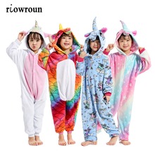 Halloween Kigurumi Children Anime Kids Costumes Cosplay Cartoon Animal Sleepwear Stitch Unicorn Winter Warm Hooded 2020 2024 - buy cheap