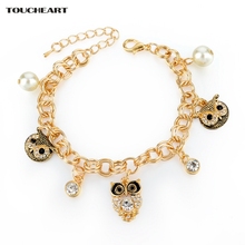 TOUCHEART Charm White Pearl Owl Bracelets &Bangles For Women Gold Jewelry Crystal Stainless Steel Adjustable Bracelet SBR160025 2024 - buy cheap