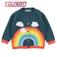 Meninos blusas 2019 primavera bebê meninas arco-íris nuvens camisola crianças roupas de tricô cardigan manga longa crianças topos jaquetas 2024 - compre barato