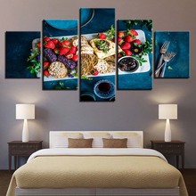 Impresión HD decoración del hogar lienzo pintura 5 piezas comida café pared arte Modular para sala de estar dormitorio imágenes arte cartel 2024 - compra barato