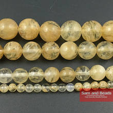 Free Shipping Natural Stone Smooth Citrines Quartz Loose Beads 16" Strand 6 8 10 12 MM Pick Size For Jewelry Making CQB01 2024 - buy cheap