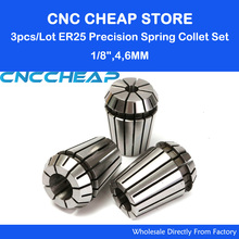 3pcs/lot ER25 Collet chuck 1/8" 3.175mm, 4mm, 6mm ER25 collet pindle motor lathe tool holder CNC Router milling Engraving tool 2024 - buy cheap