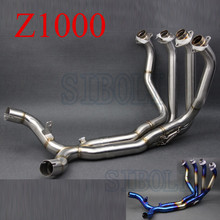 Tubo silenciador do escape da motocicleta azul sistema completo para kawasaki z1000 2010 2011 2012 2013 2014 2015 2016 2017 2018 ano 2024 - compre barato