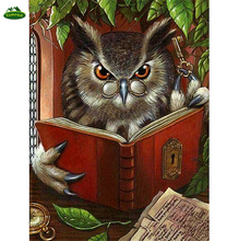 Diamond Drawing Painting By Number Glass Owl Reading Book Diamond Embroidery Cross Stitch Modern Novelty YHAll Home Decal 2024 - buy cheap