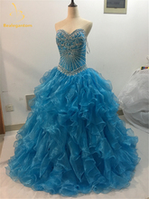 Juliana-Vestido De baile azul cielo para quinceañera, Sexy, con cuentas, encaje, weet, 16 volantes, 15 años, QA943, 2019 2024 - compra barato