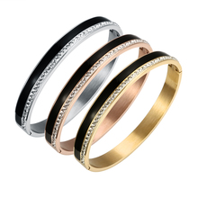 Stainless Steel Rose Gold Color Bracelets & Bangles Charm AAA Cubic Zirconia Female Open Cuff Bracelets for Women Men Jewelry 2024 - buy cheap