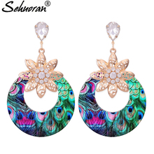 Sehuoran Oorbellen Drop Earrings For Woman Round Pendientes Drop Earrrings Wedding Print Wedding Earings  Fashion Jewelry 2024 - buy cheap
