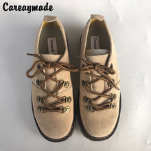 Careaymade-Botas de piel auténtica hechas a mano para niña, zapatos retro de Arte mori, botas informales de pantalón corto, zapatos de cuero mate 2024 - compra barato