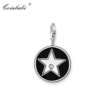 Charm Pendant Black Star,2018 Fashion Jewelry Trendy Real Authentic 925 Sterling Silver Gift For Women Men Fit Bracelet 2024 - buy cheap