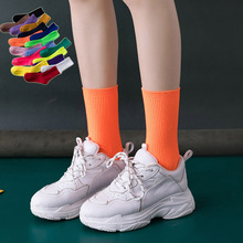 Носки женские в стиле Харадзюку, неоновые флуоресцентные носки яркого цвета в стиле хип-хоп, уличные носки для девушек-подростков, для танцев 2024 - купить недорого