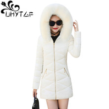 Uhytgf casaco de inverno feminino, jaqueta fina com gola de pele e bolso com zíper, moda 2018 2024 - compre barato
