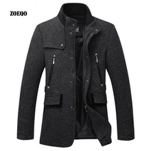 ZOEQO-Chaqueta de lana para hombre, abrigo informal, prendas de vestir a la moda, chaqueta de otoño, abrigo de guisante, de talla grande 3XL 2024 - compra barato
