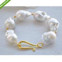 Luck Pearl Jewelry-pulsera de perlas color blanco barroco Keshi renacido, 8 pulgadas, 19mm, nuevo, envío gratis 2024 - compra barato