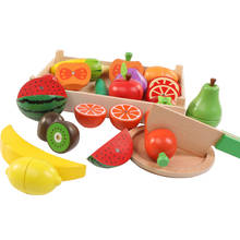 Wooden Toys Cutting Fruit Vegetable Food Pretend Play Toy For Children Baby Educational Kitchen Toys for Kids Girls 2024 - buy cheap