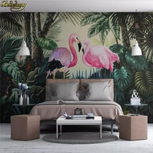 beibehang Custom Medieval hand drawn tropical rainforest flamingo wall papers home decor photo mural wallpapers for living room 2024 - buy cheap