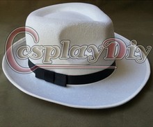Gorro de fieltro de tela de lana para Cosplay de Michael Jackson, sombrero de fieltro con cinta embellecedora, en blanco y negro, D1226 2024 - compra barato