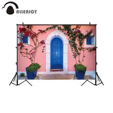 Allenjoy background for photo studio greek house village blue door window backdrop photography photocall photo shoot prop 2024 - buy cheap