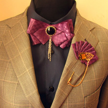 Conjunto de 2 uds. De accesorios de boda para hombre y mujer, traje de novio, corbata, pajarita de negocios británica, tocado azul 2024 - compra barato