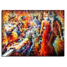 Pintura en lienzo HD de Cat Jazz Club para decoración del hogar, póster moderno de arte de la pintura al óleo, imagen de salón, accesorios para cocina y dormitorio 2024 - compra barato