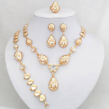 Gold Color Crystal Dubai Fashion Woman Jewelry Set For Wedding 2024 - buy cheap