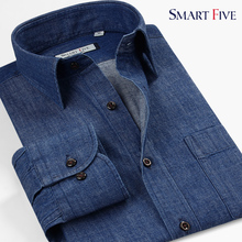 Smart five Brand High Quality Male Shirts Slim Smart Casual Business Cotton Long Sleeve Denim Shirt Men Plus Size 5XL 6XL 2024 - buy cheap